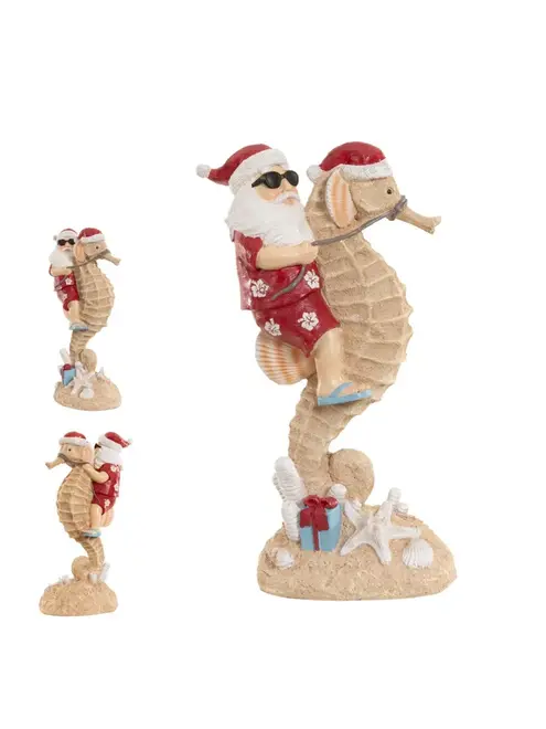 Papai Noel e Cavalo Marinho em Resina