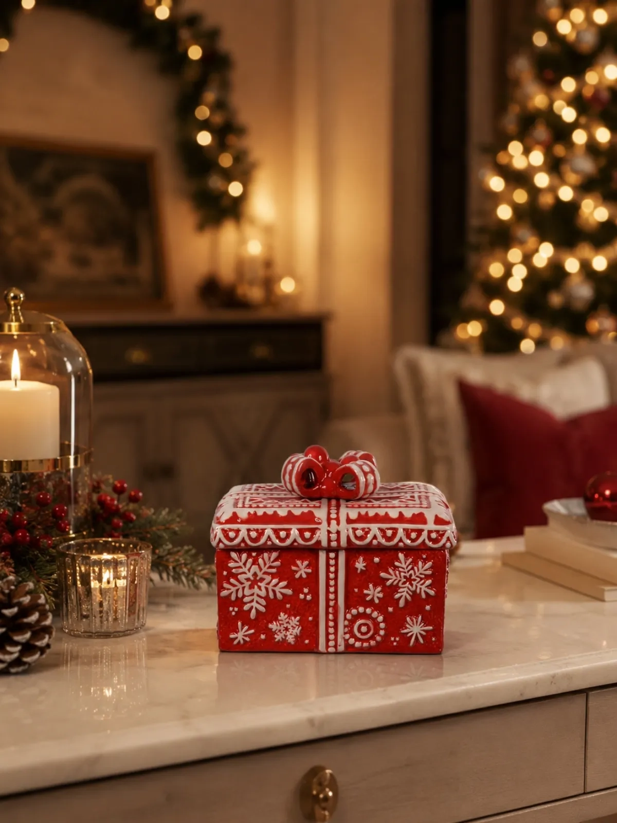Caixa de Presente Decorativa Natal Vermelho