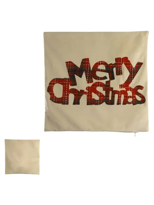 Capa de Almofada Natalina Merry Cristhmas de Tecido