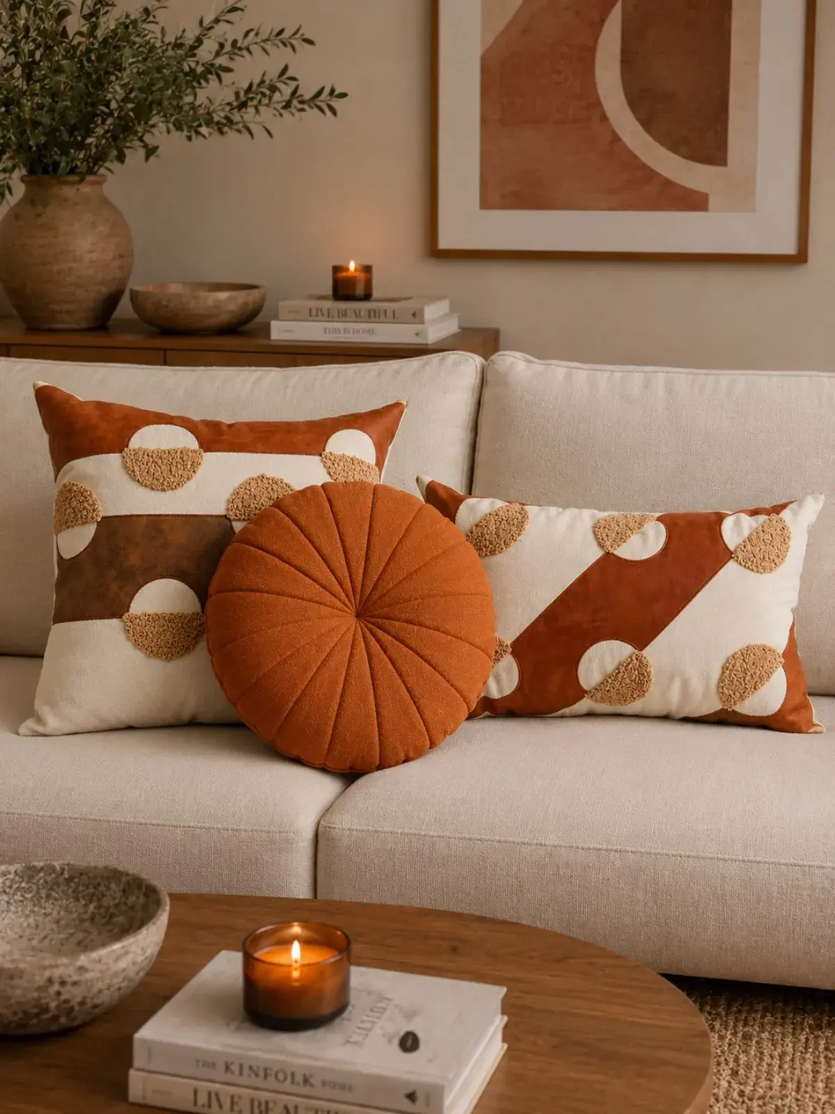Almofada Isabel 04 em Couro Eco Ferrugem