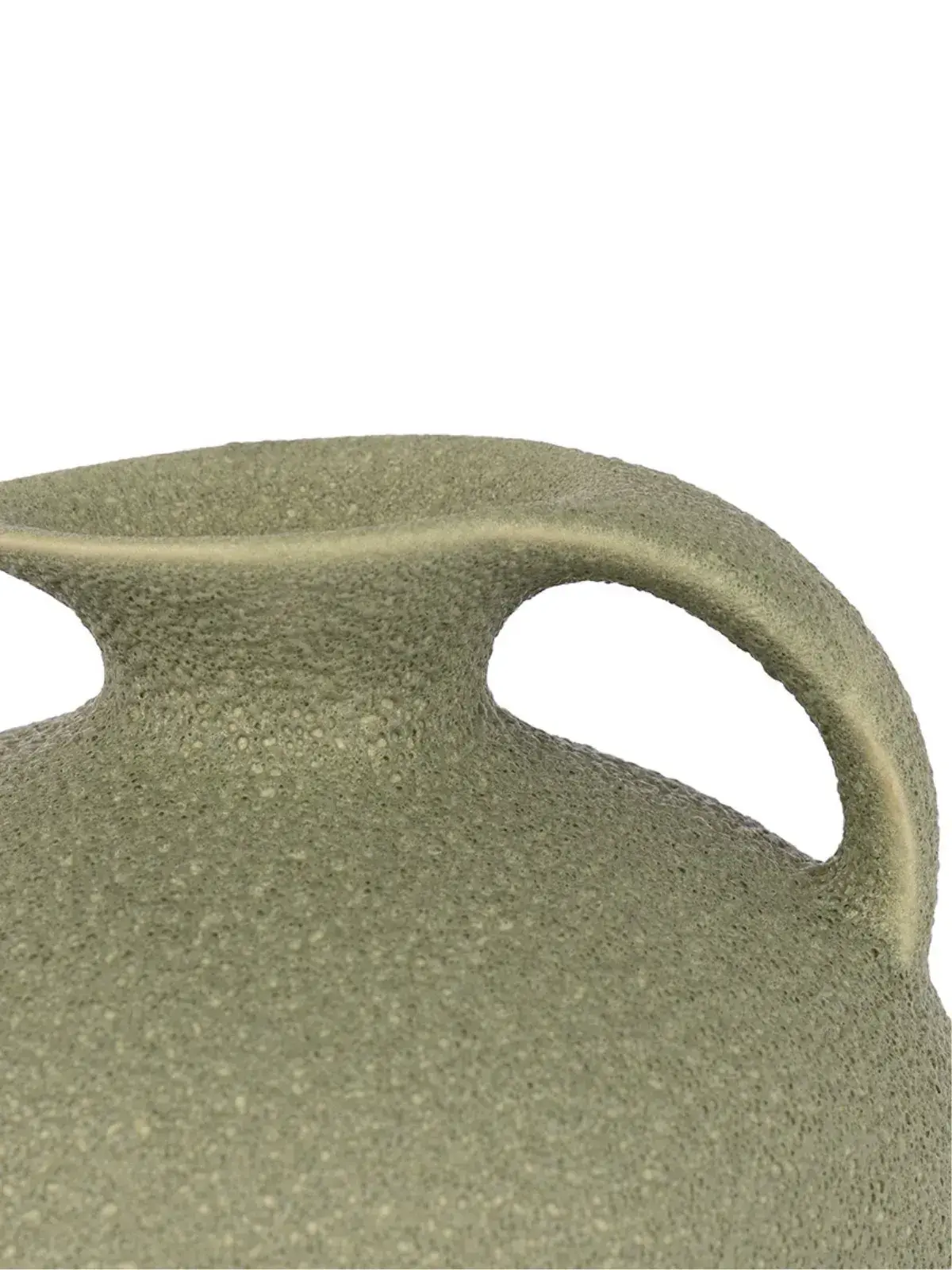 Vaso Decorativo em Cerâmica  com Alça Verde