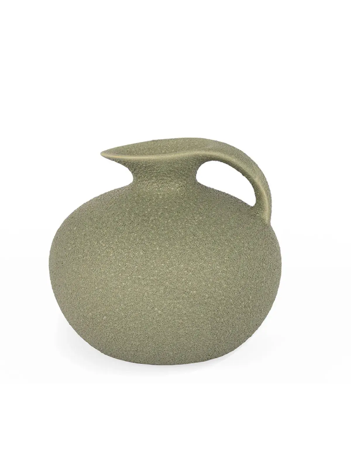 Vaso Decorativo em Cerâmica  com Alça Verde