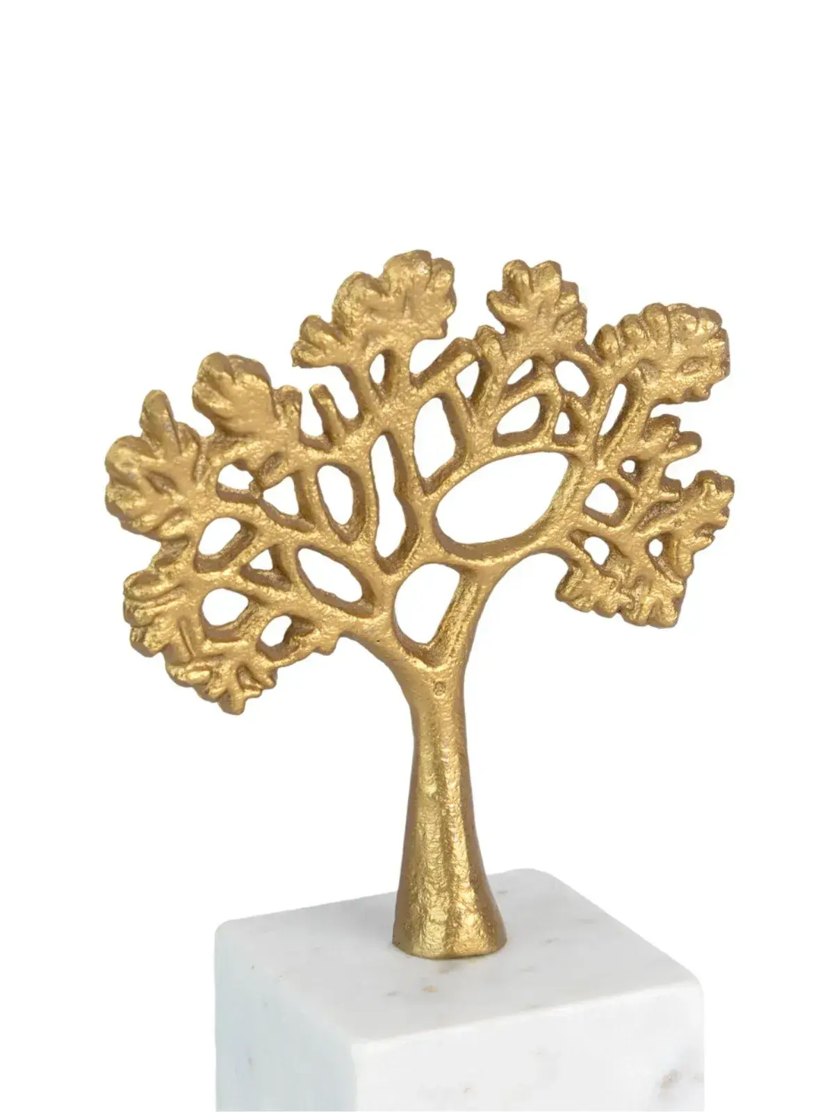 Escultura Decorativa Árvore em Mármore e Metal Dourado G