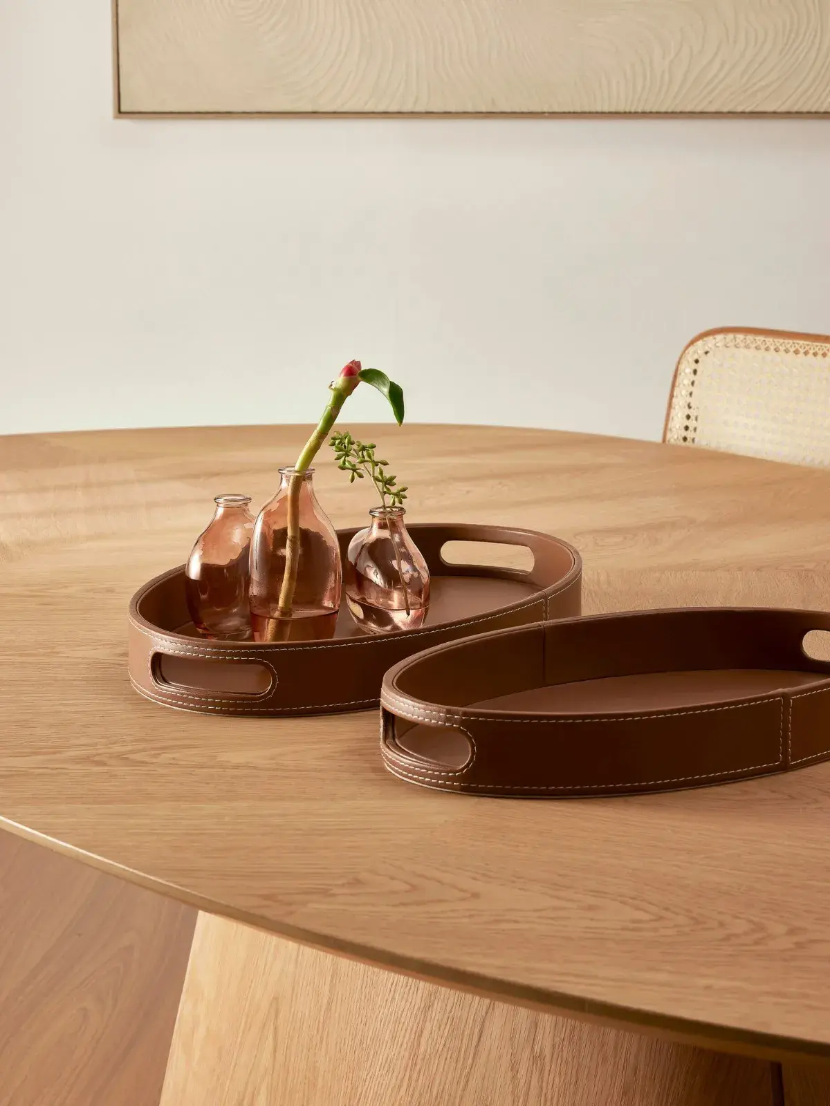 Bandeja Decorativa em MDF com Revestimento em PU Marrom