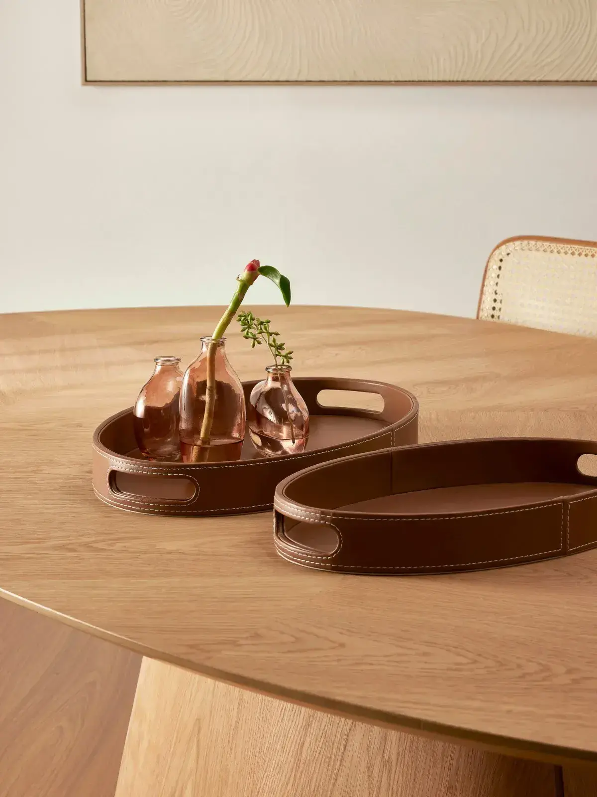Bandeja Decorativa em MDF com Revestimento em PU Marrom
