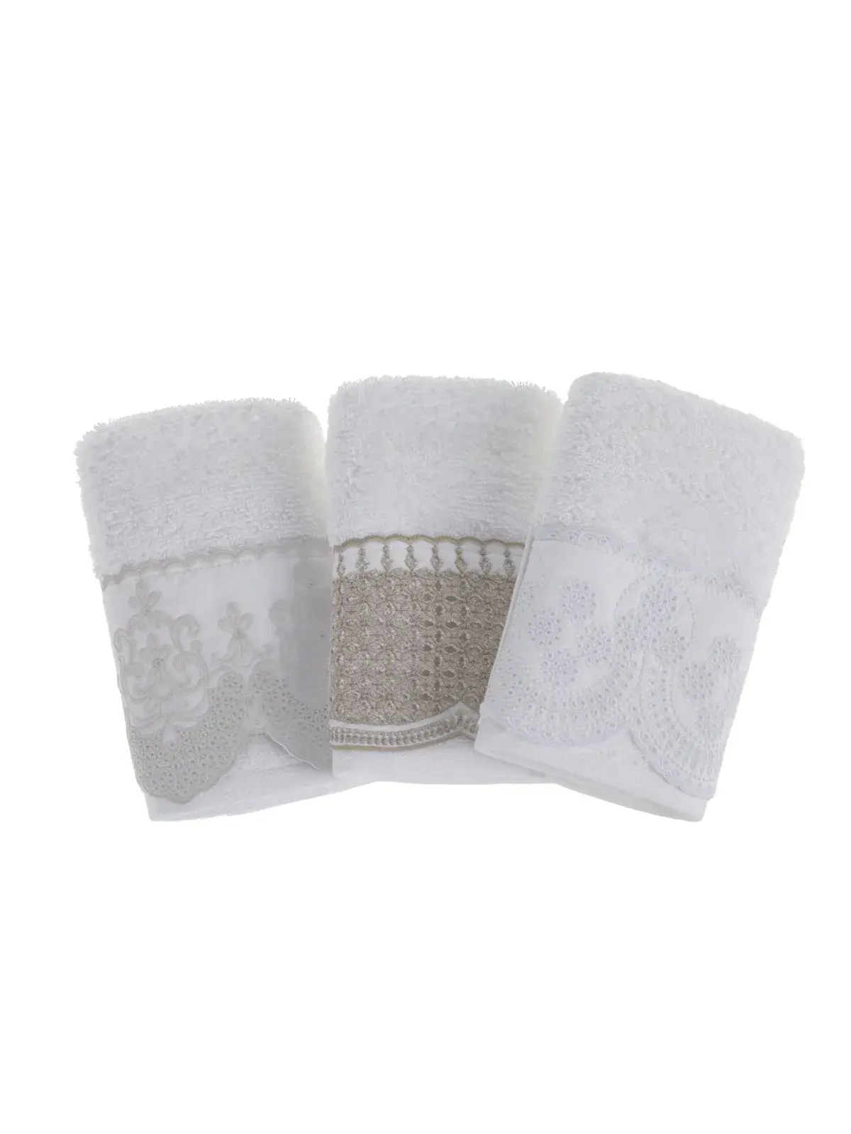 Jogo dois lavabos Trussardi 100% algodão Raffinato branco/bege