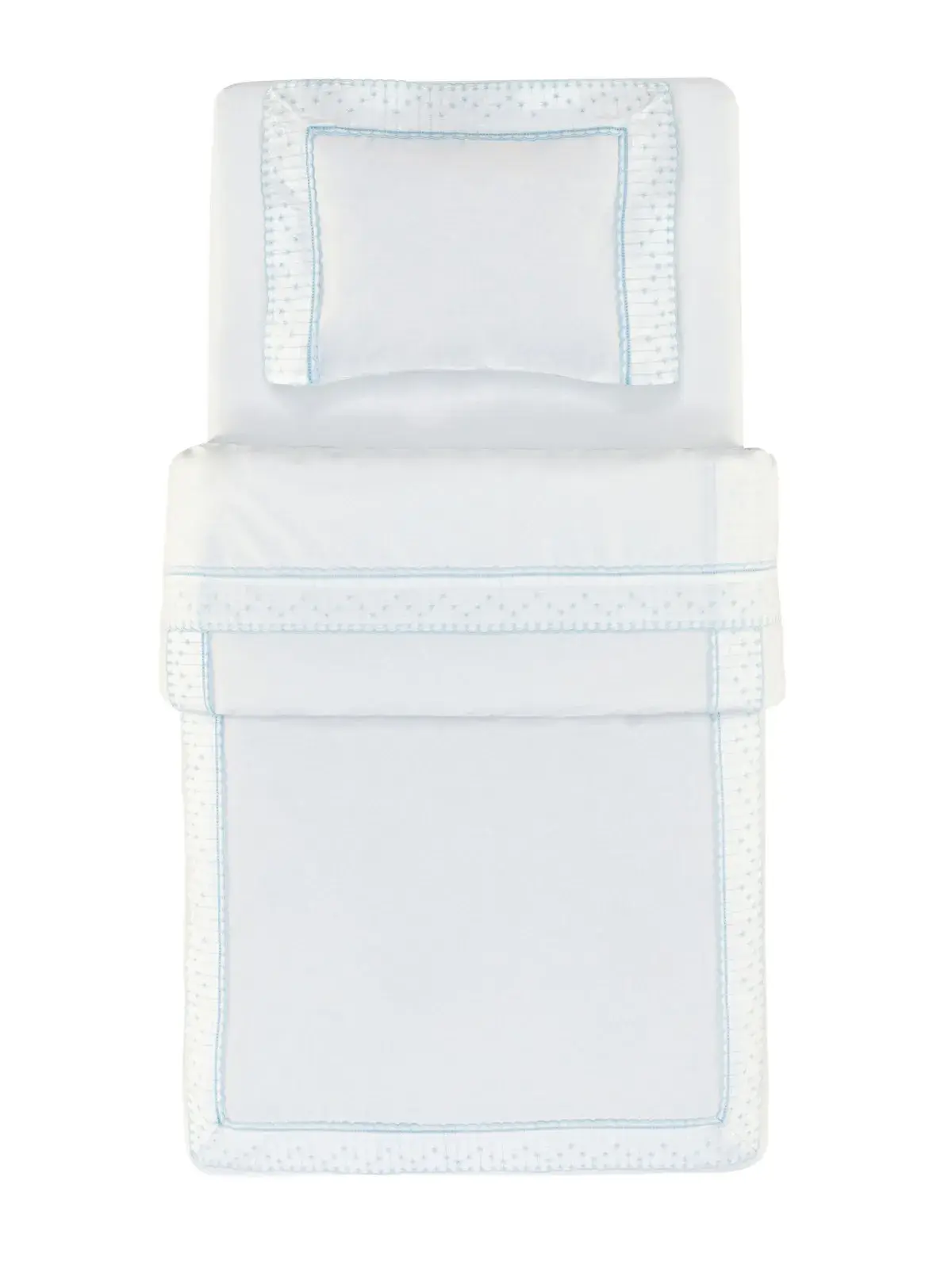Edredom Trussardi Baby 100% Algodão Egípcio Marco branco/soft blue