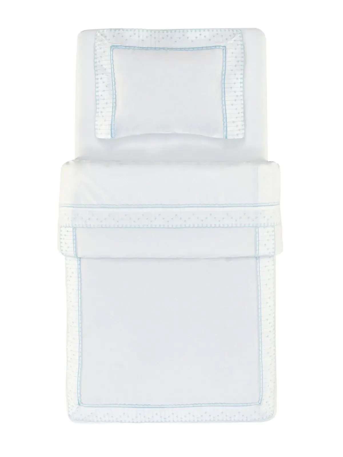 Edredom Trussardi Baby 100% Algodão Egípcio Marco Branco/Soft Blue