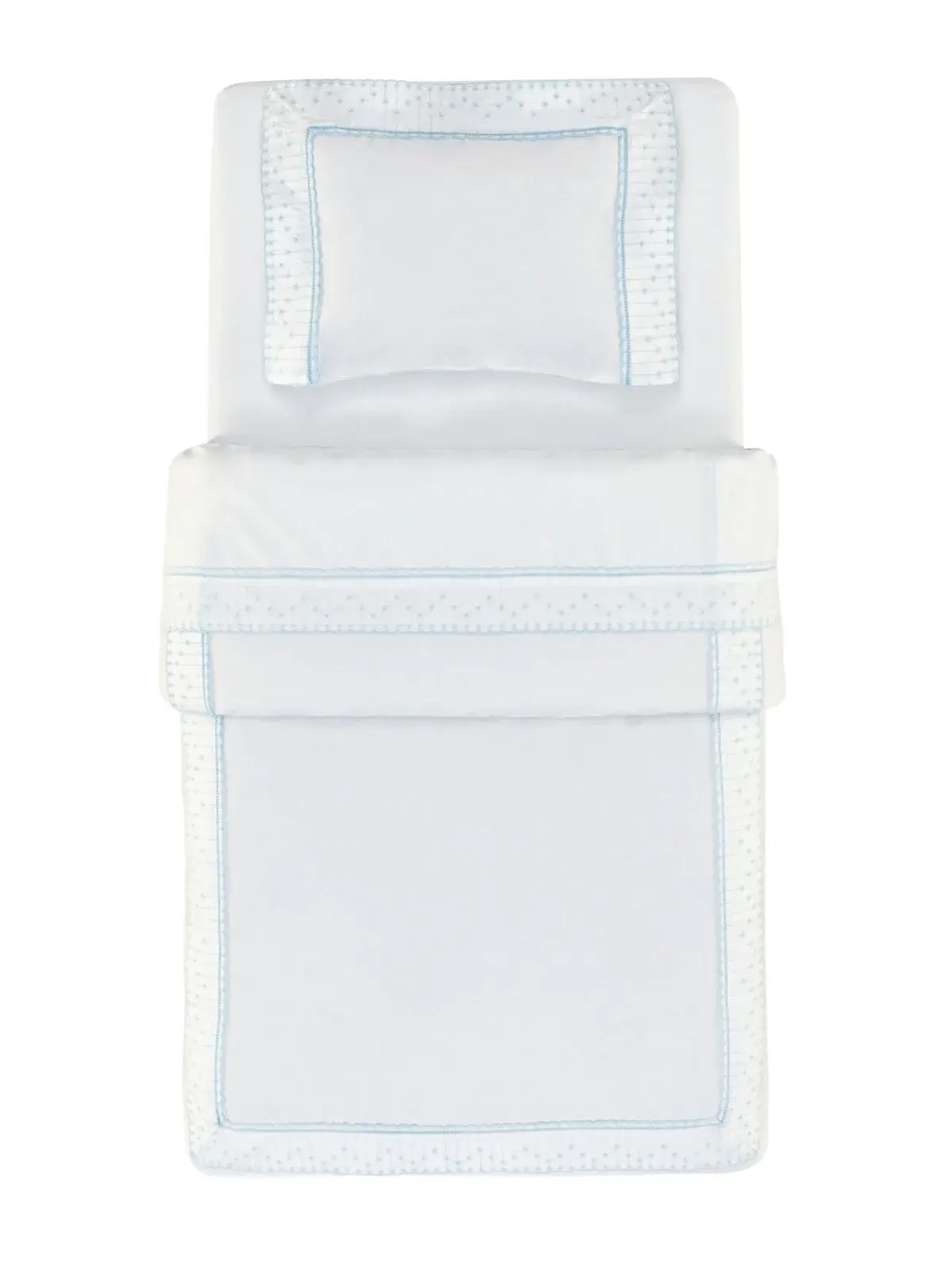 Edredom Trussardi Baby 100% Algodão Egípcio Marco Branco/Soft Blue