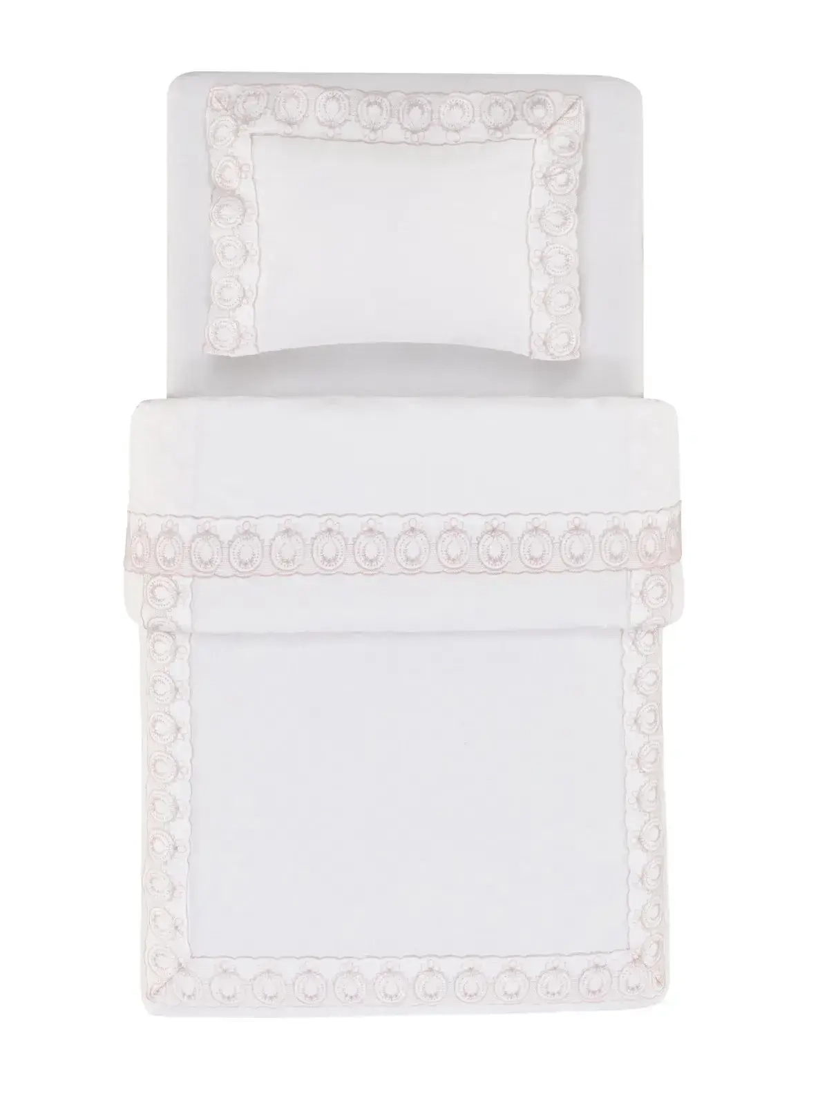 Edredom Trussardi Baby 100% Algodão Egípcio Olivia Branco/Soft Nude