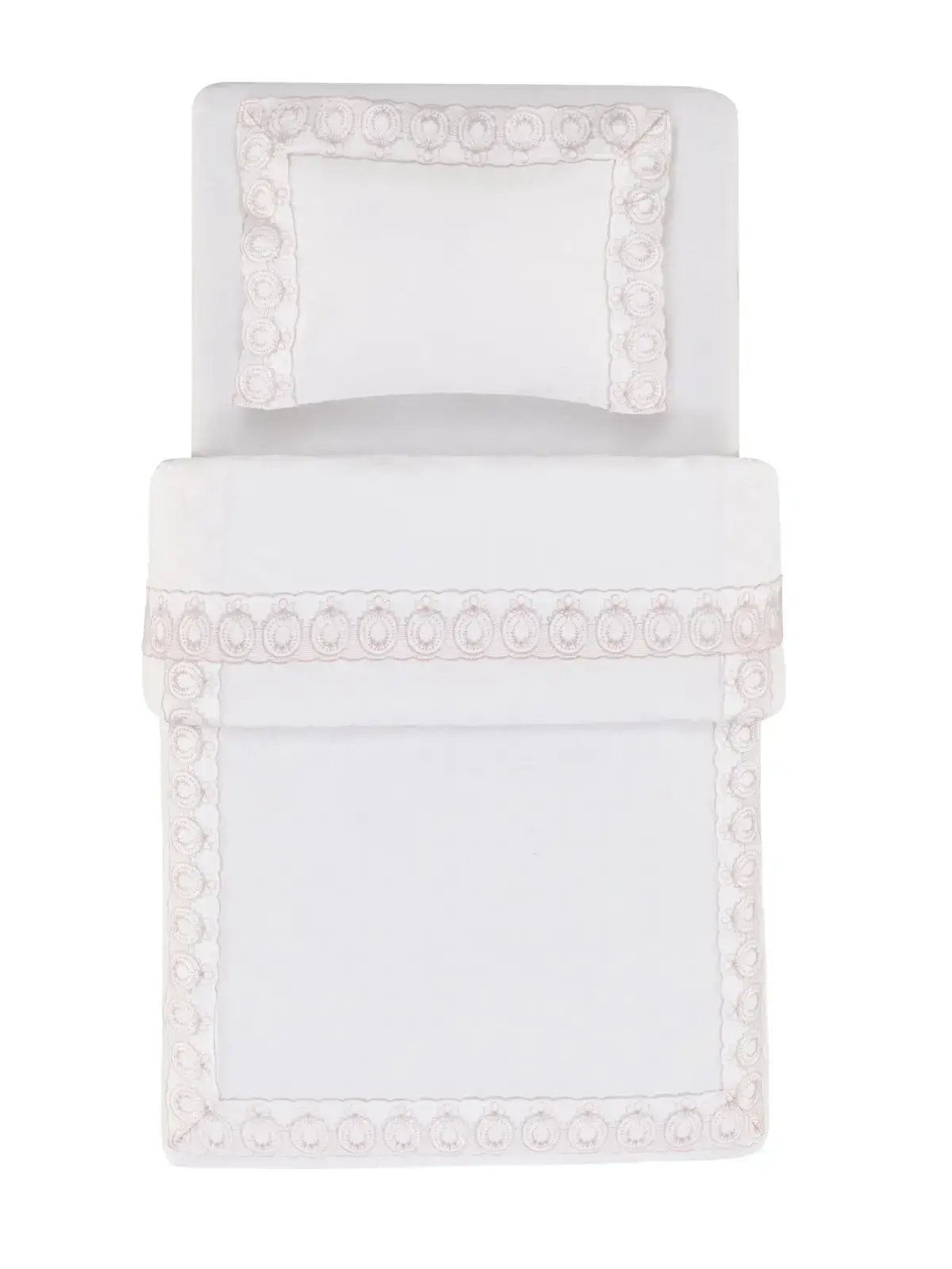 Edredom Trussardi Baby 100% Algodão Egípcio Olivia branco/soft nude