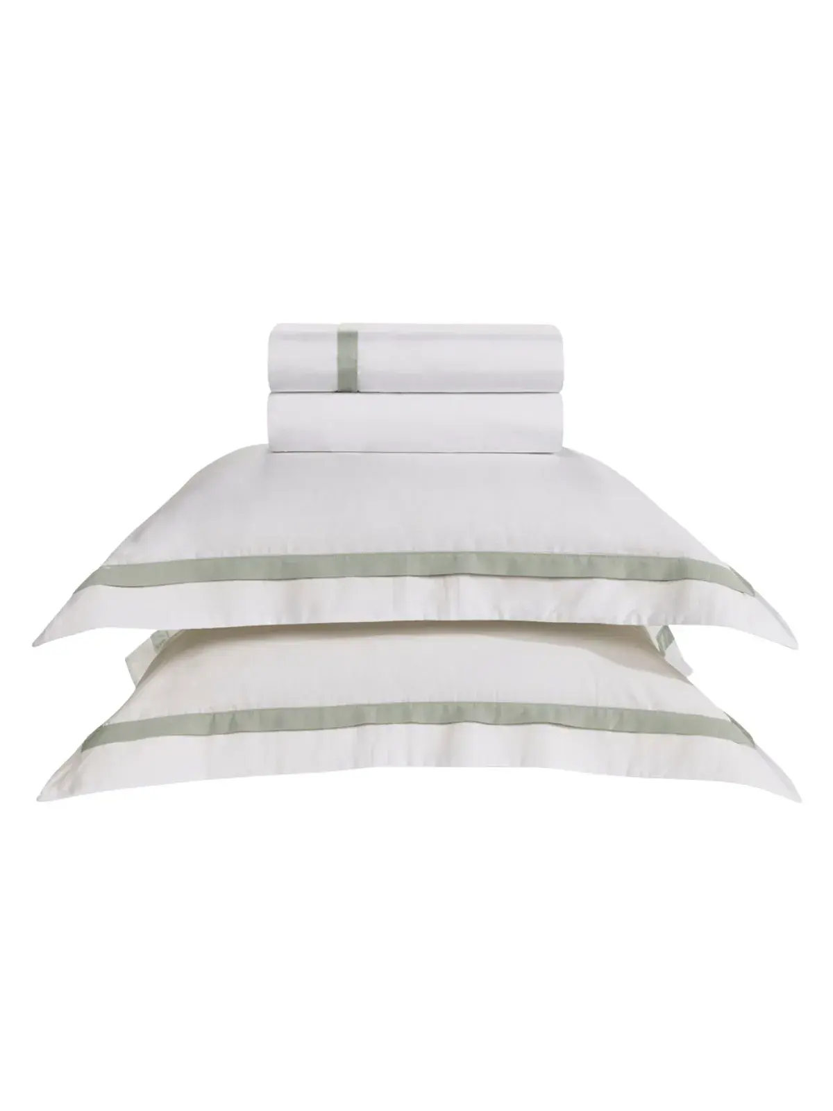 Jogo de Cama Trussardi 300 fios 100% Algodão Egípcio Vercelli branco/pistacchio