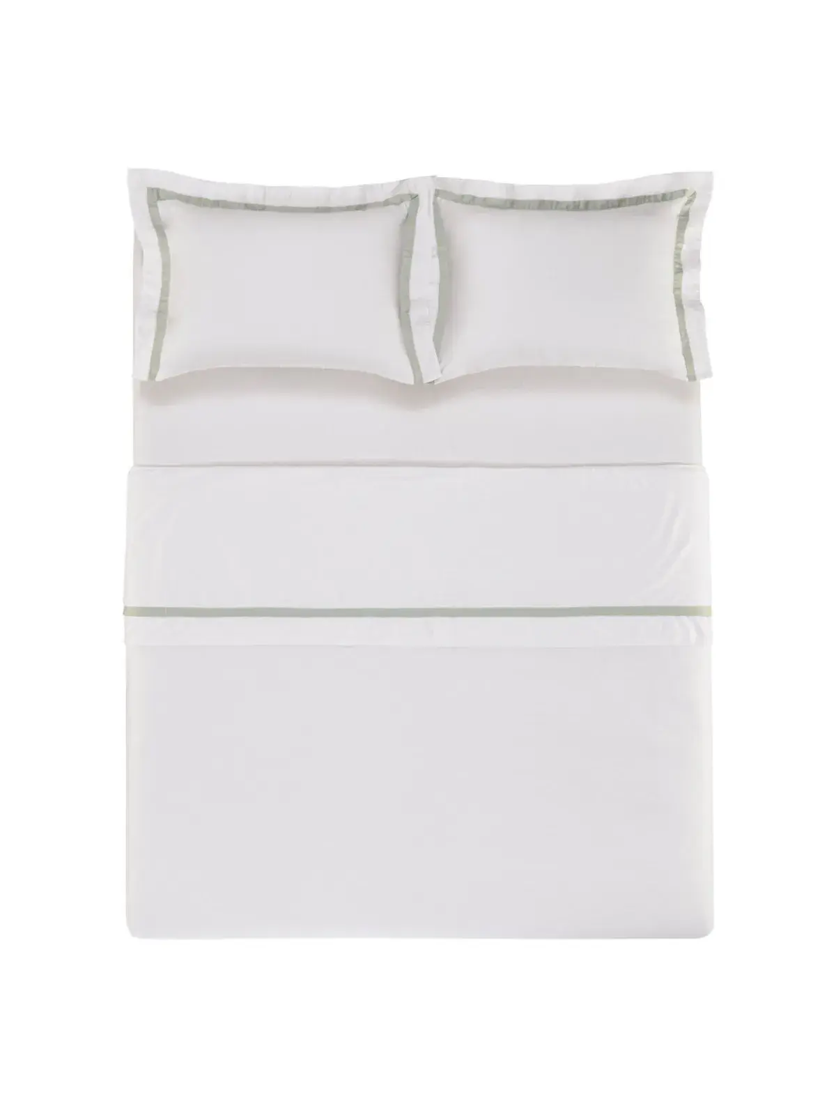 Jogo de Cama Trussardi 300 fios 100% Algodão Egípcio Vercelli branco/pistacchio