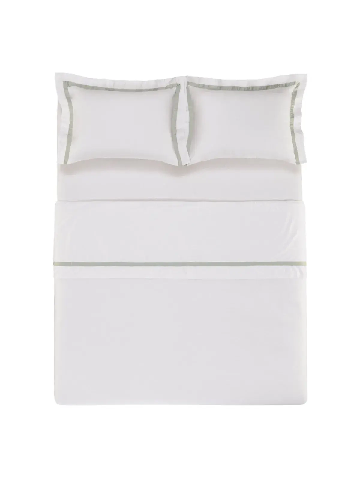 Jogo de Cama Trussardi 300 fios 100% Algodão Egípcio Vercelli Branco/Pistacchio