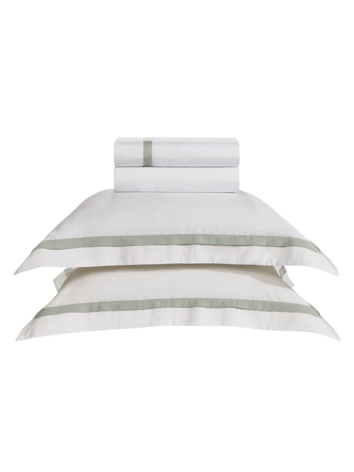 Jogo de Cama Trussardi 300 fios 100% Algodão Egípcio Vercelli Branco/Pistacchio