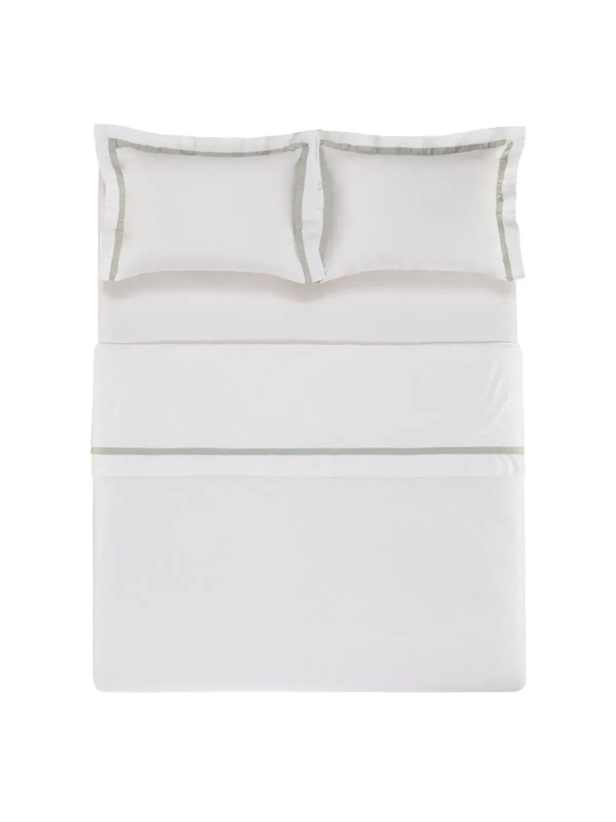 Jogo de Cama Trussardi 300 fios 100% Algodão Egípcio Vercelli Branco/Pistacchio