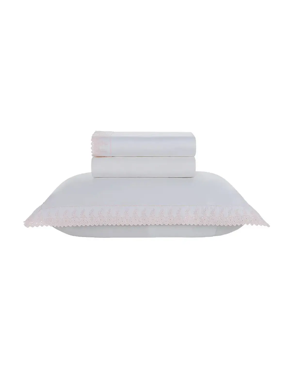 Jogo de Cama Trussardi 300 fios 100% Algodão Bella branco/rosa