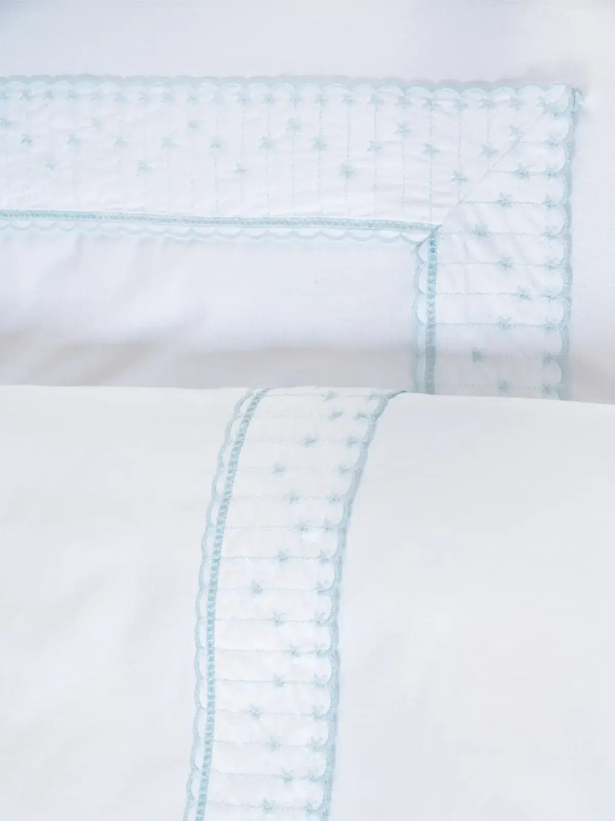 Jogo de Berço 3 Peças Trussardi Baby 100% Algodão Egípcio Marco branco/soft blue