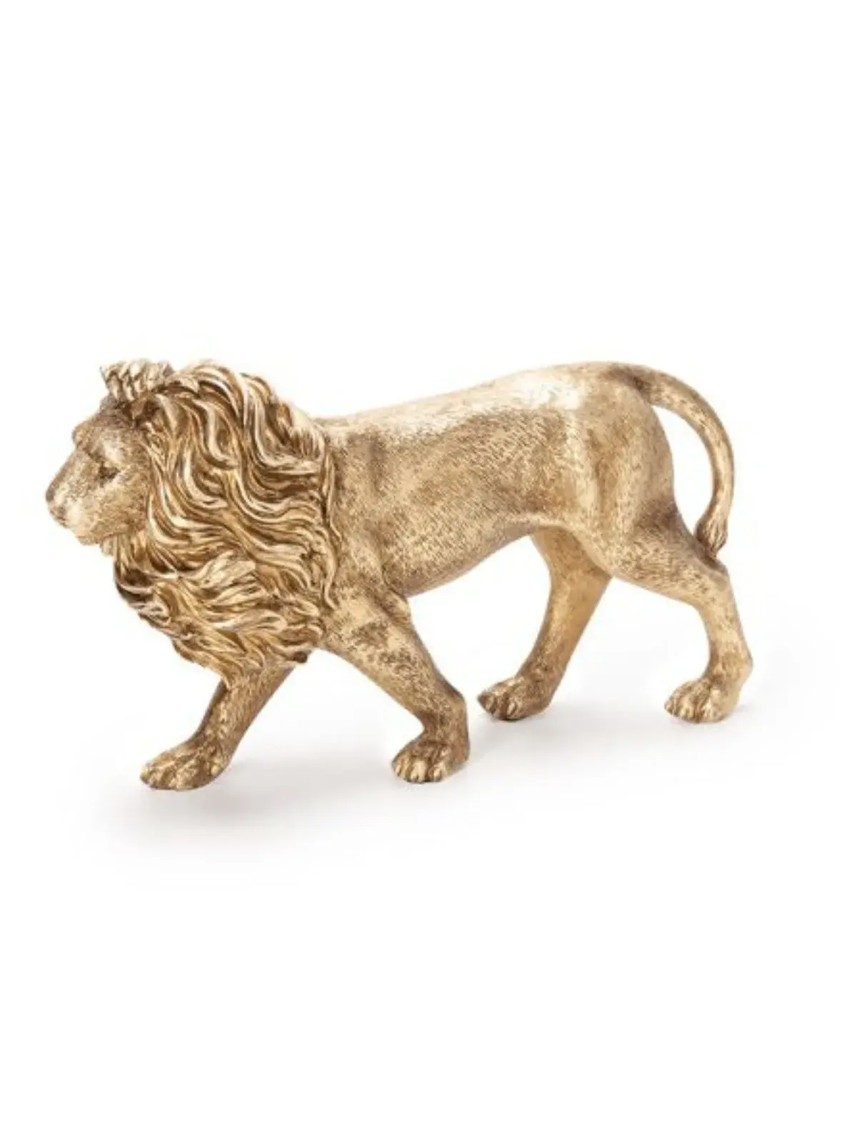Escultura Decorativa Leao em Polirresina Dourado