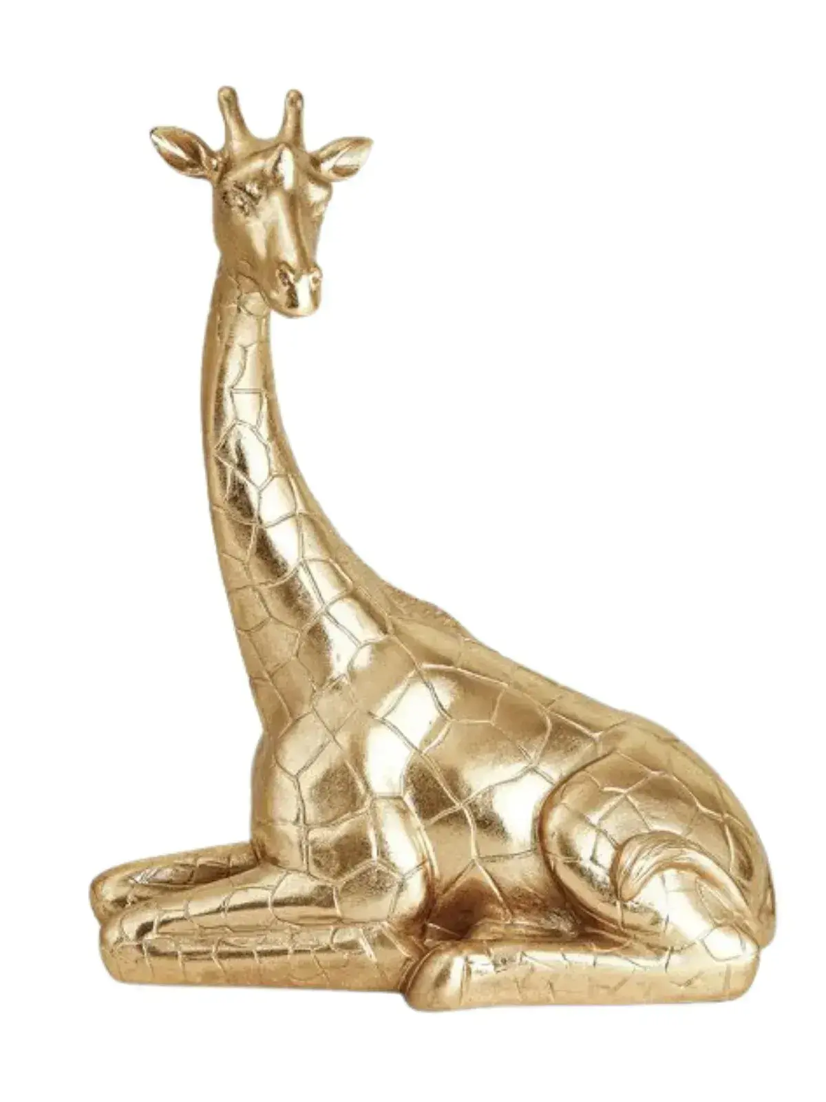 Escultura Decorativa Girafa em Polirresina Dourado