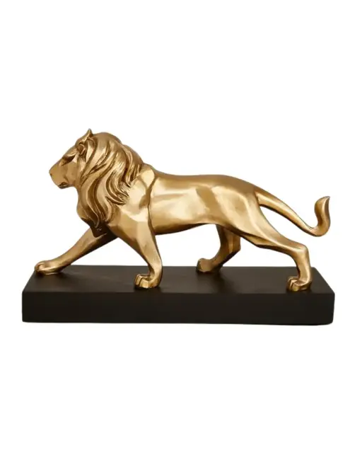 Escultura Decorativa Leão em Polirresina com base