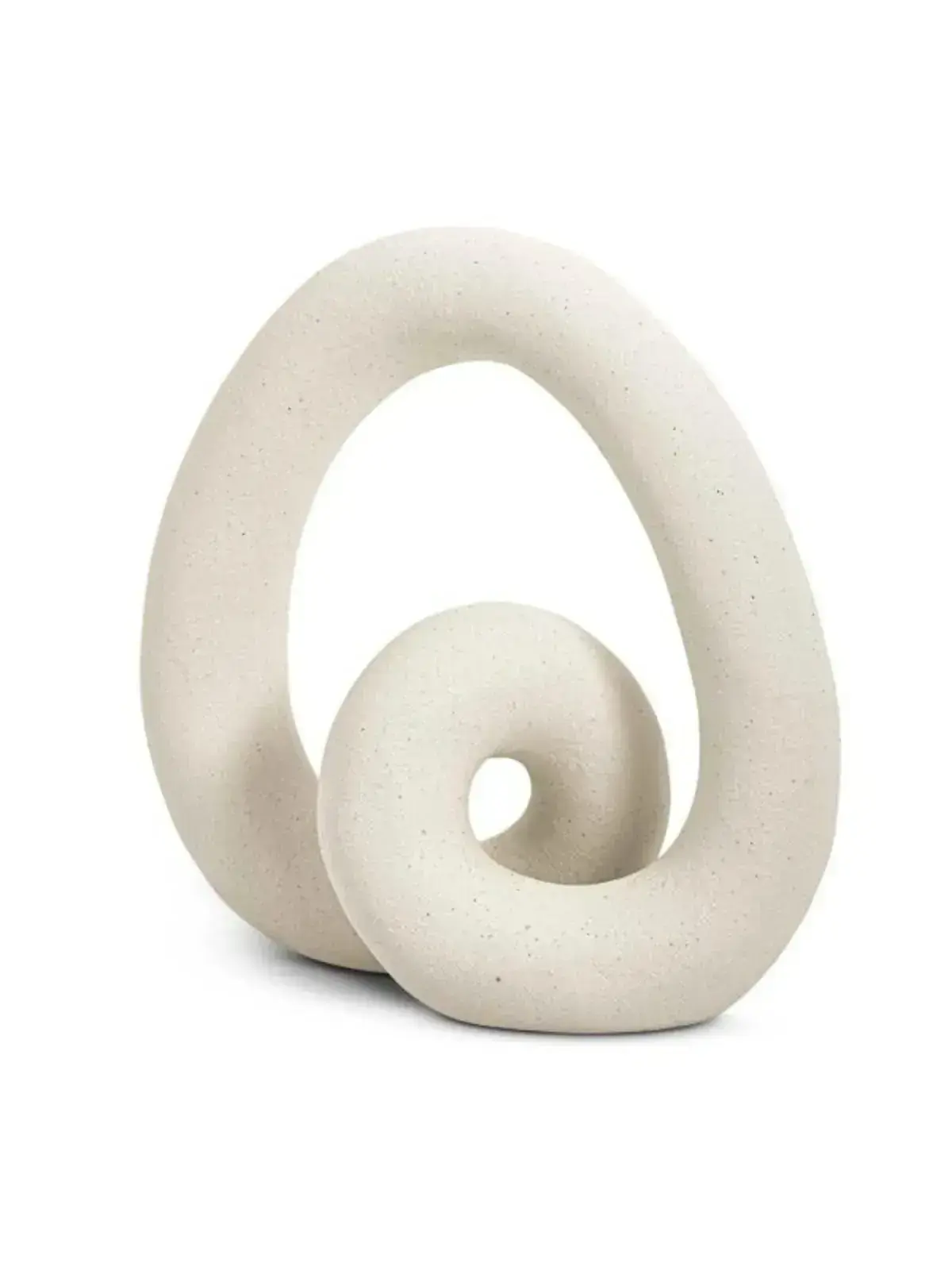 Escultura Decorativa Orgânica em Espiral em Cerâmica Off-White