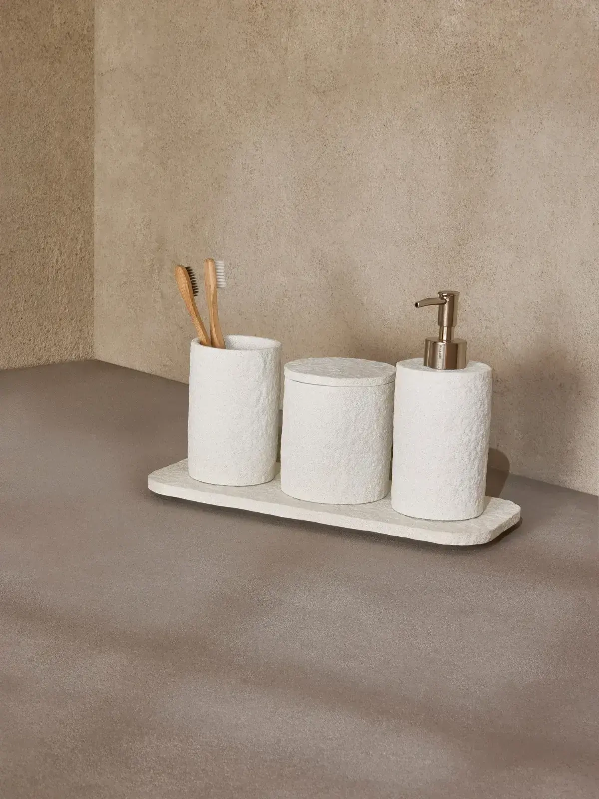 Kit em Cimento para Banheiro e Lavabo 4 Peças 
