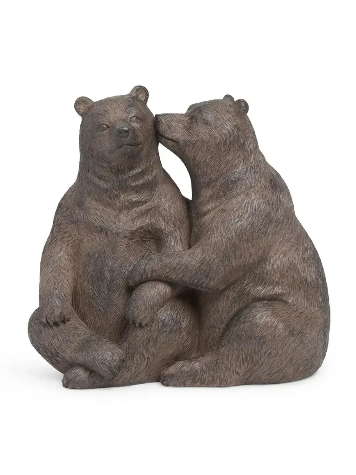 Escultura Decorativa Ursos em Polirresina com Design Afetivo Cinza