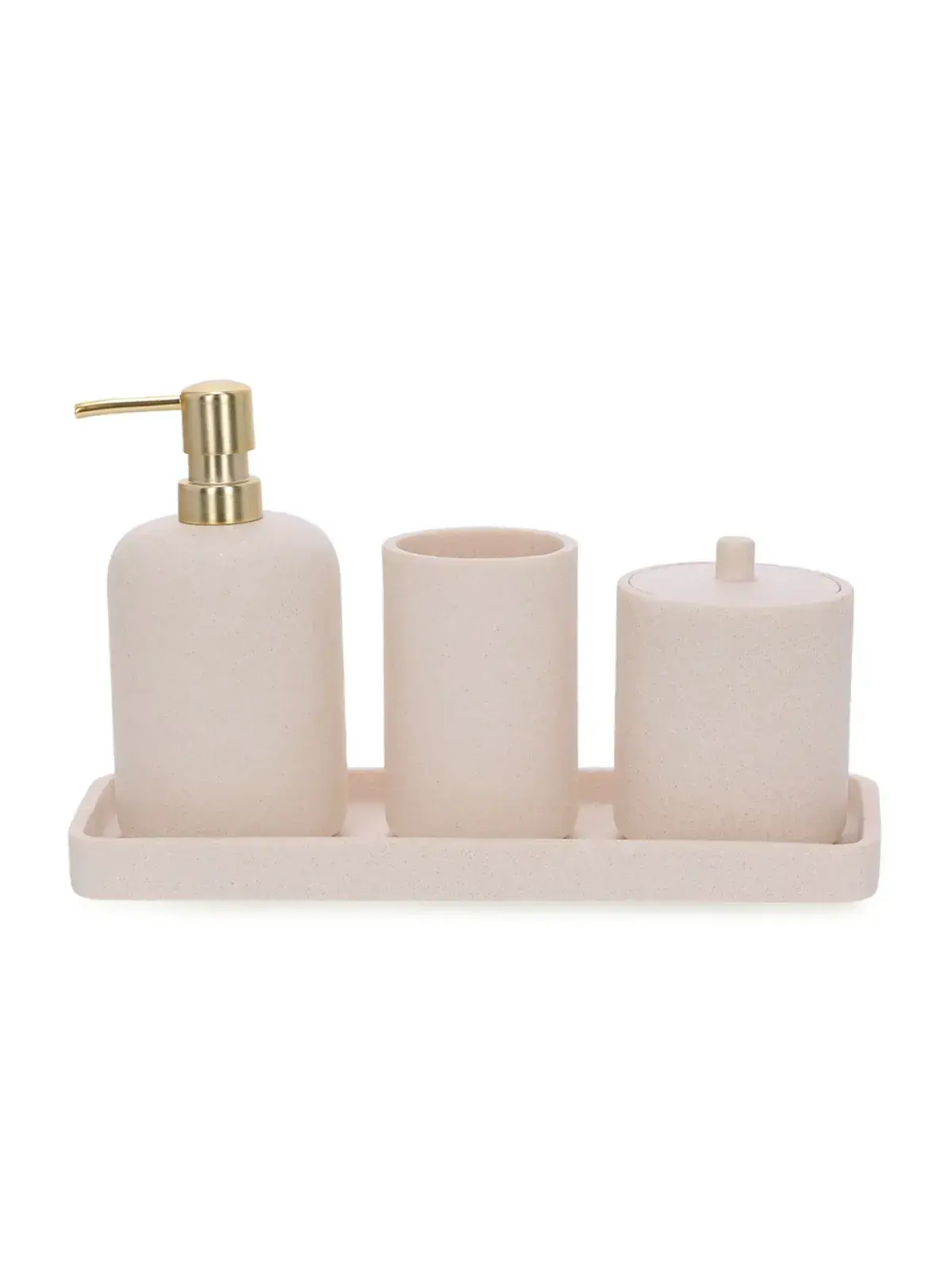 Kit em Polirresina para Banheiro e Lavabo 4 Peças Off-White