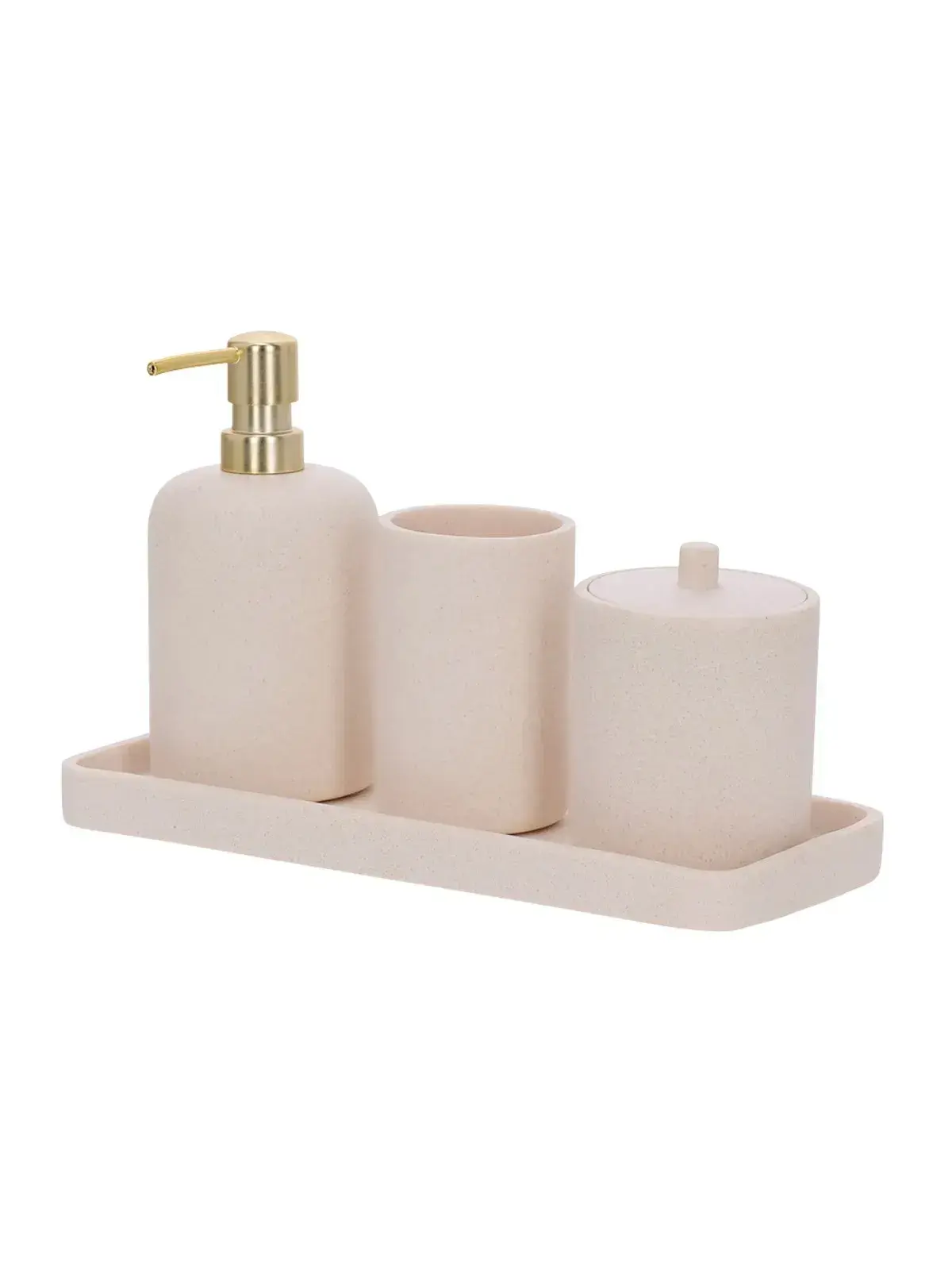 Kit em Polirresina para Banheiro e Lavabo 4 Peças Off-White