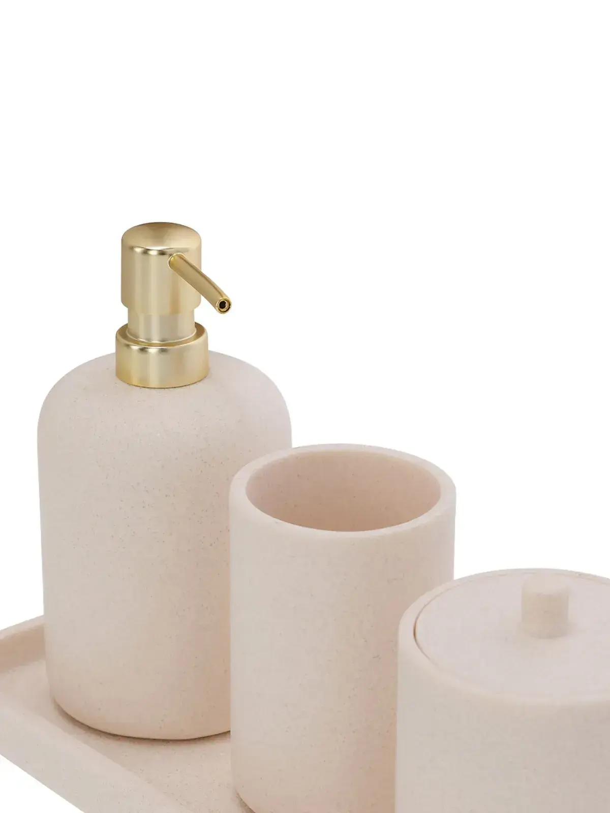 Kit em Polirresina para Banheiro e Lavabo 4 Peças Off-White