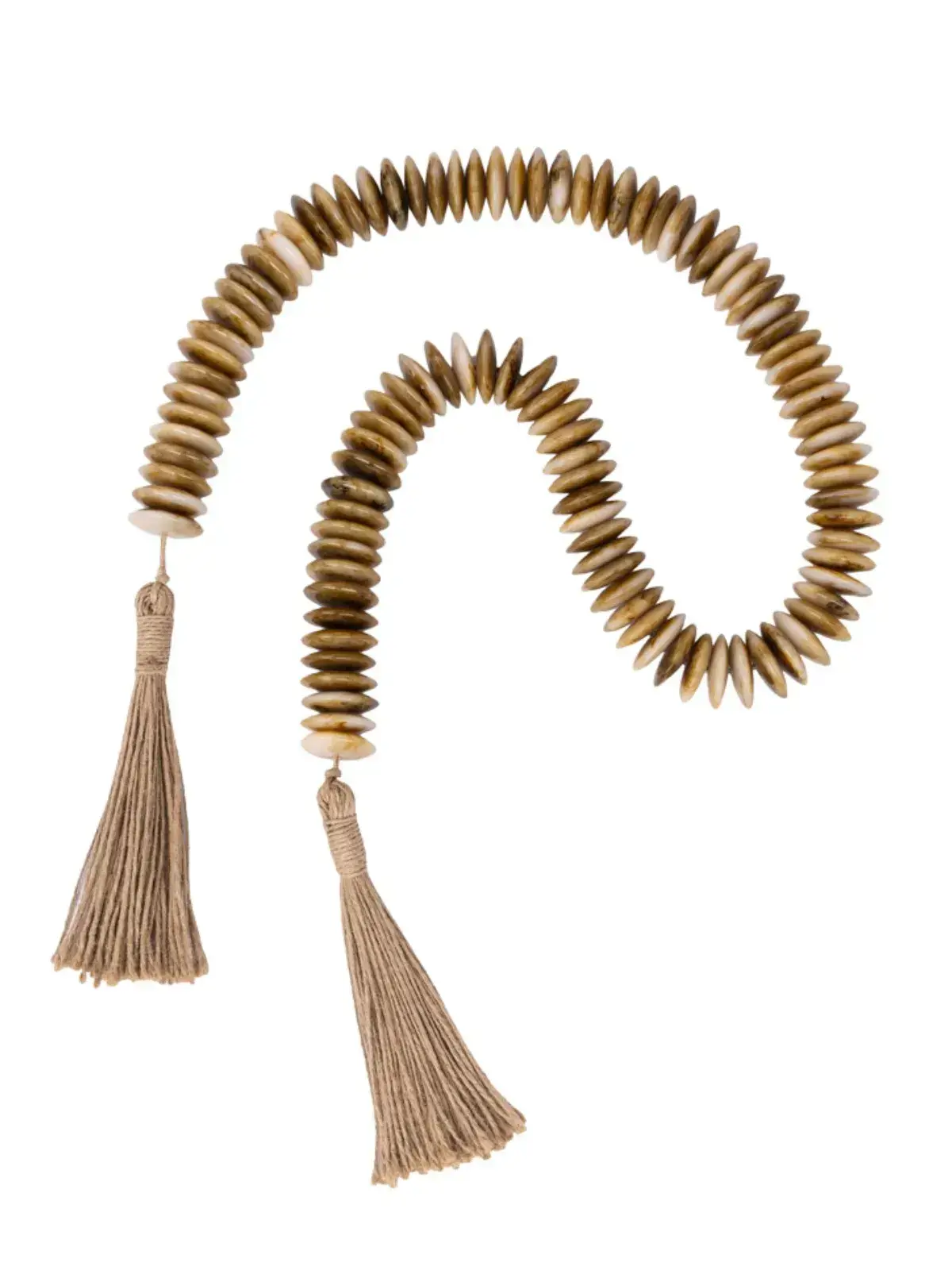 Colar Decorativo em Resina e Juta com Tassel Natural Marrom