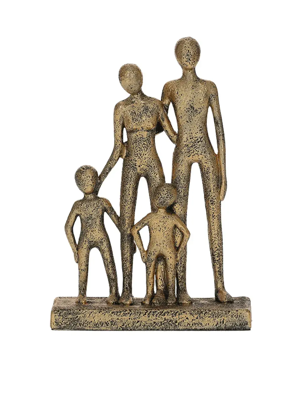 Escultura Decorativa Família (3) em Polirresina Dourado