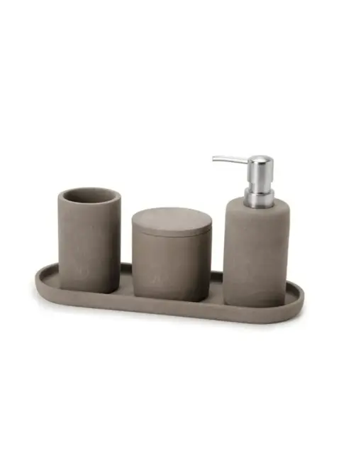 Kit em Cimento para Banheiro e Lavabo 4 Peças