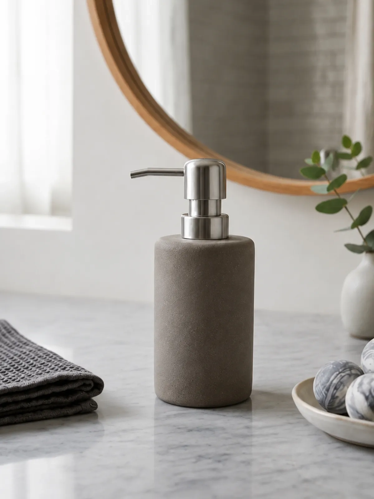 Kit em Cimento para Banheiro e Lavabo 4 Peças Nocciola Fosco