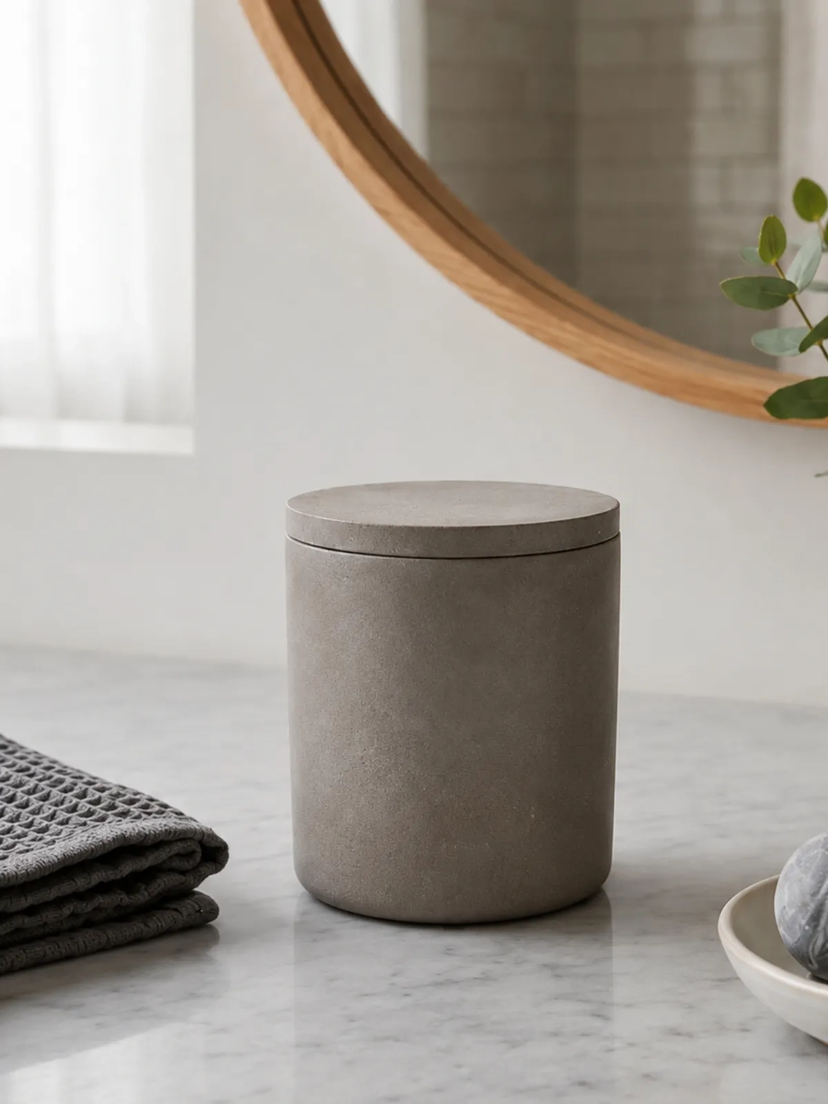 Kit em Cimento para Banheiro e Lavabo 4 Peças Nocciola Fosco