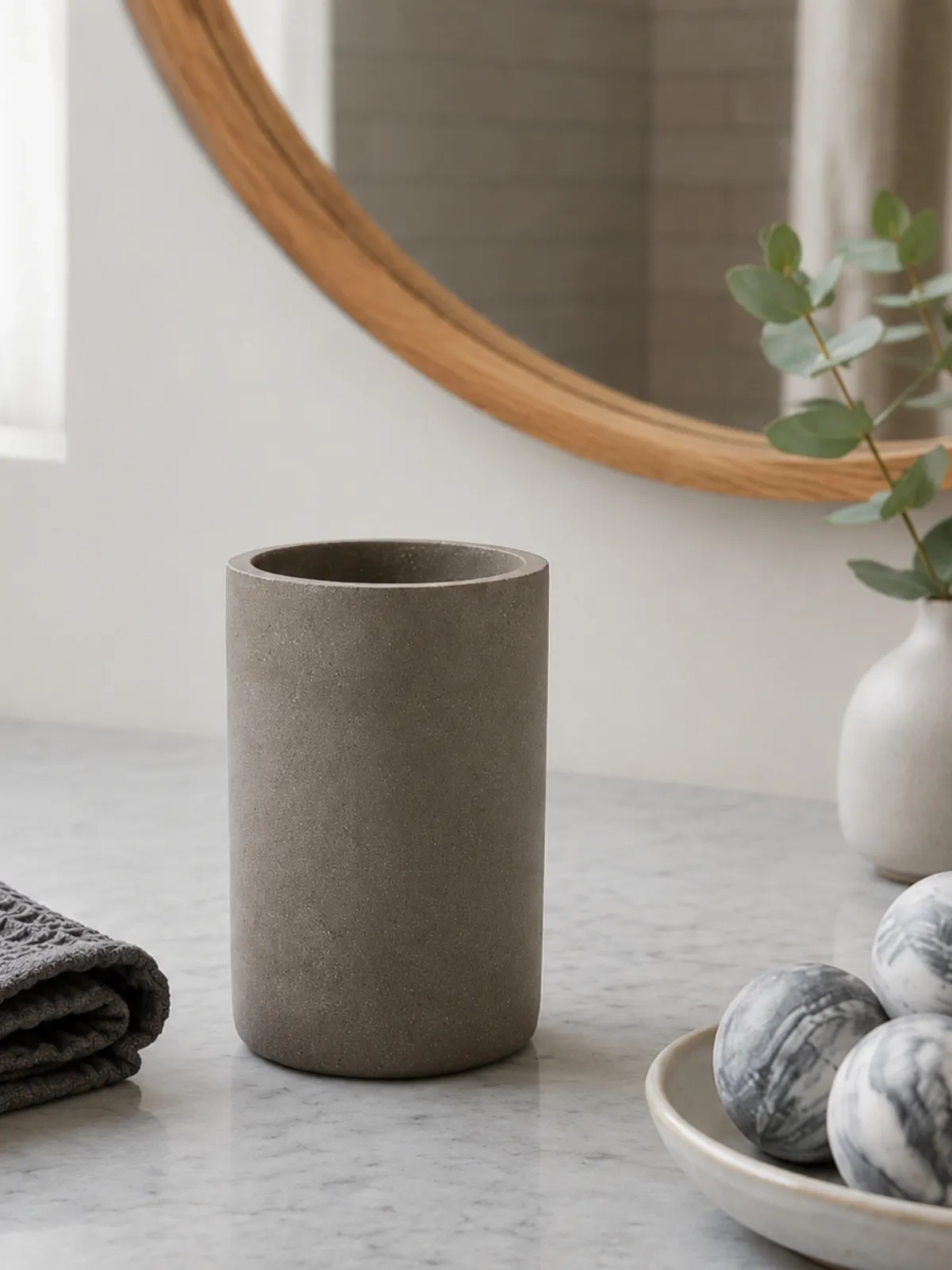 Kit em Cimento para Banheiro e Lavabo 4 Peças Nocciola Fosco