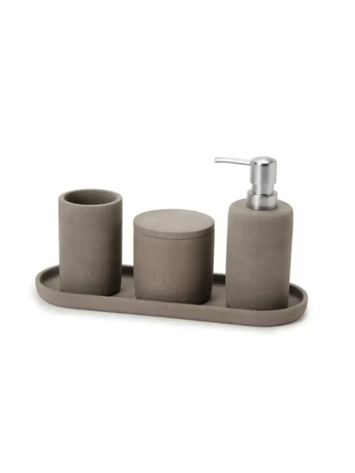 Kit em Cimento para Banheiro e Lavabo 4 Peças Nocciola Fosco
