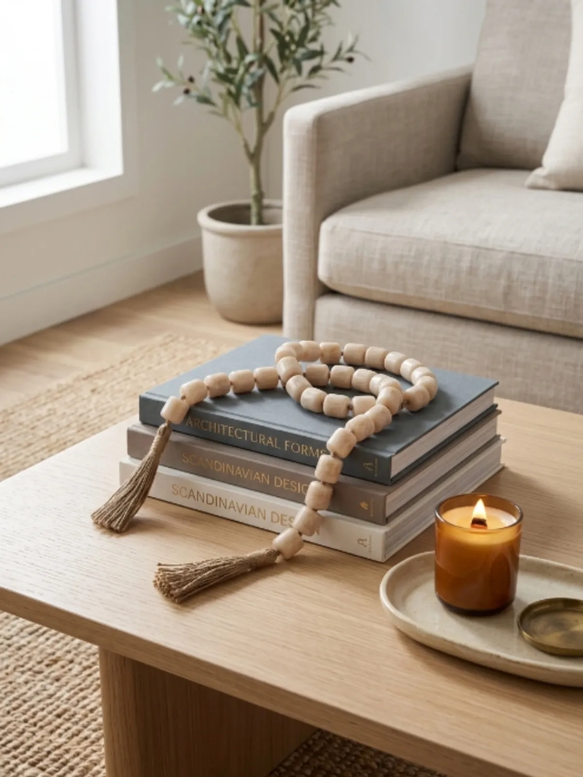 Colar Decorativo em Resina e Juta com Tassel Natural 