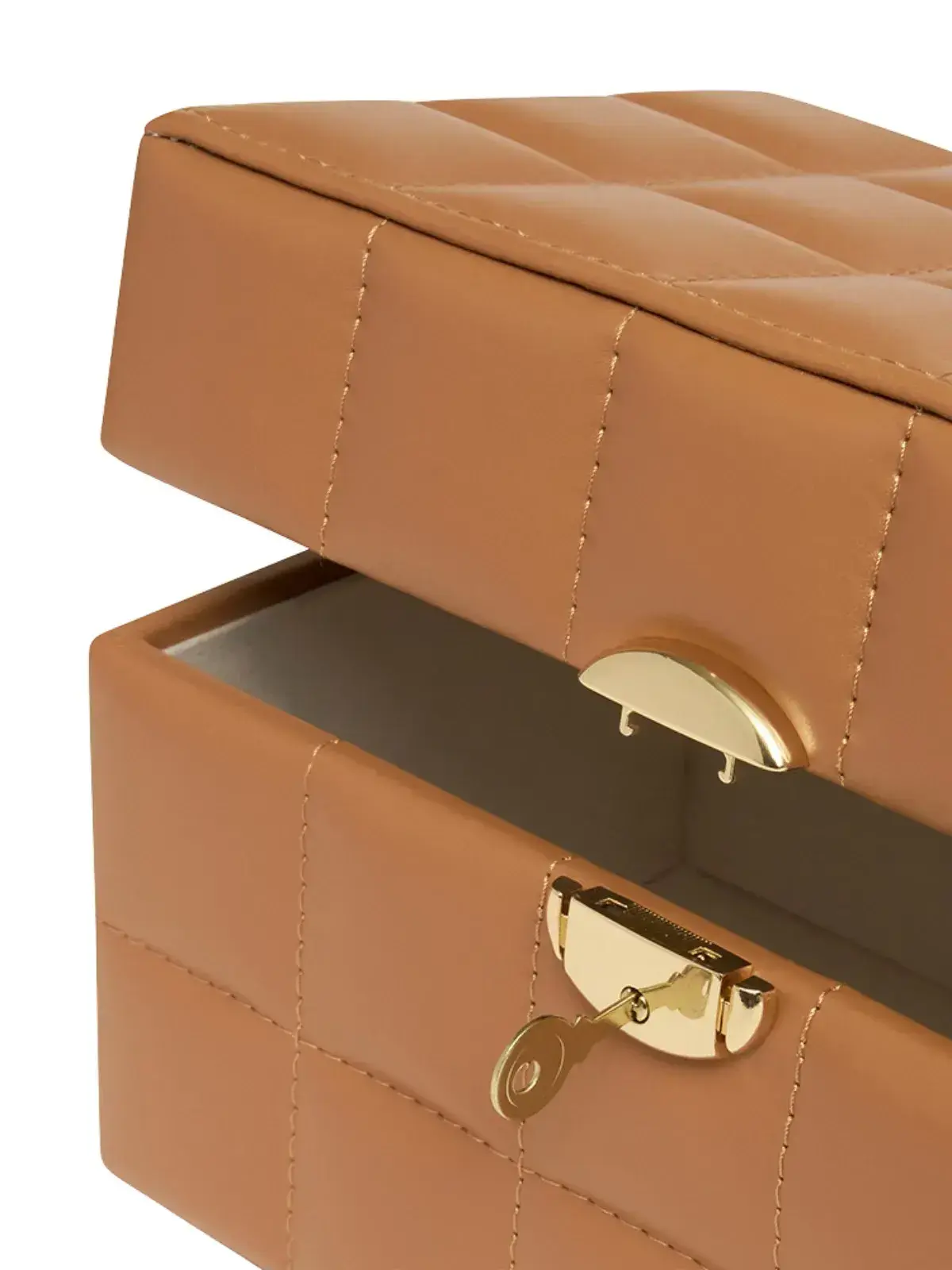Caixa Decorativa Organizadora em MDF com Revestimento em PU Caramelo