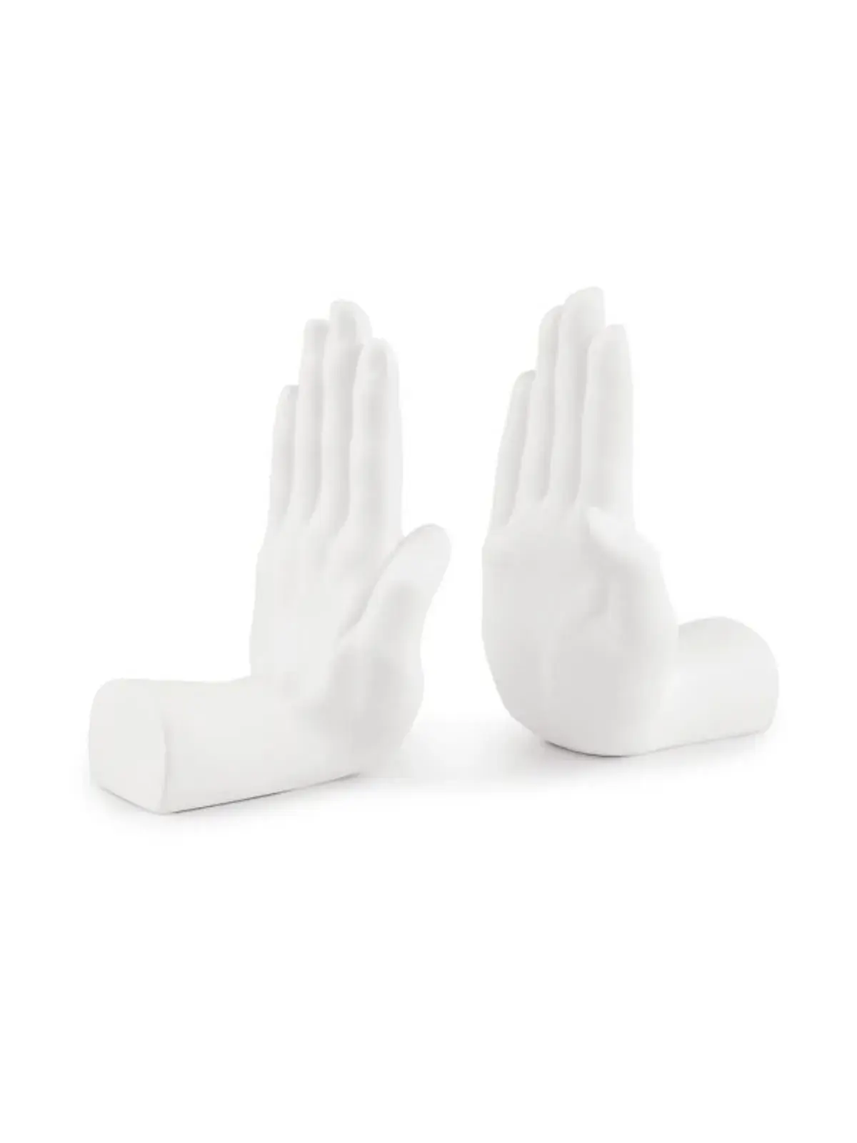 Aparadores de Livros Escultura Mãos em Polirresina Branco