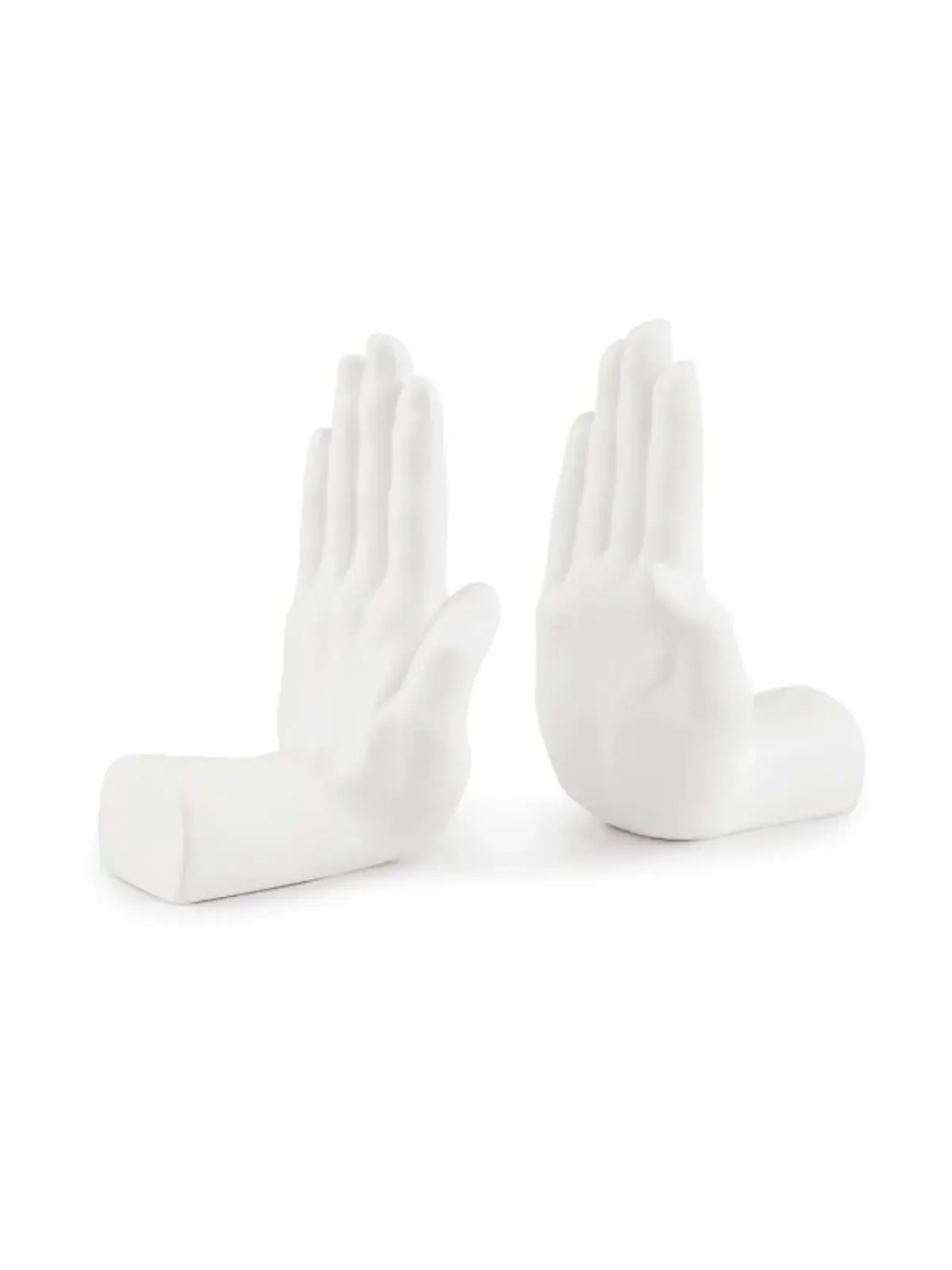 Aparadores de Livros Escultura Mãos em Polirresina Branco