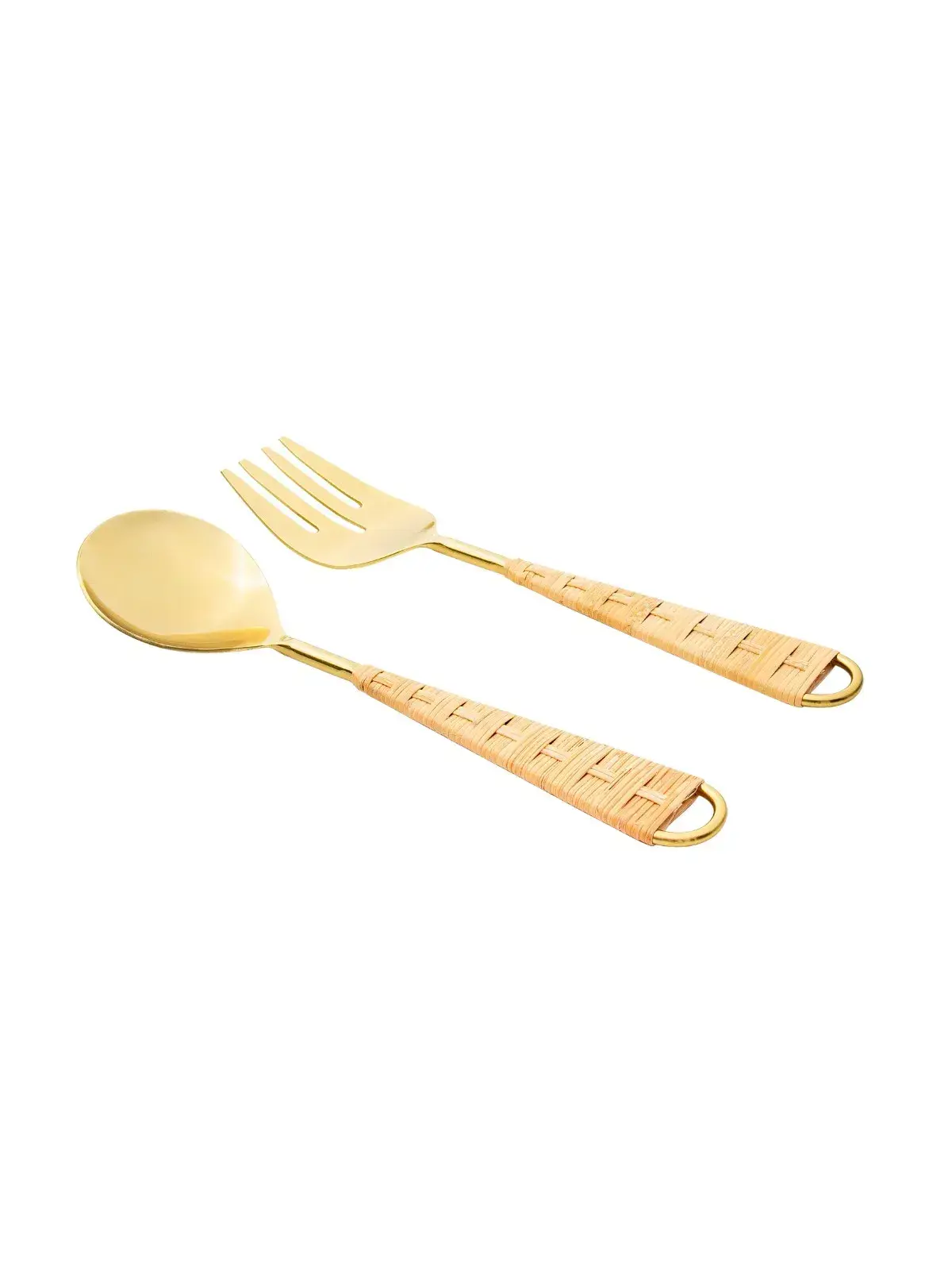 Conjunto de Talheres para Salada 2 Pecas Garbo Rattan Dourado