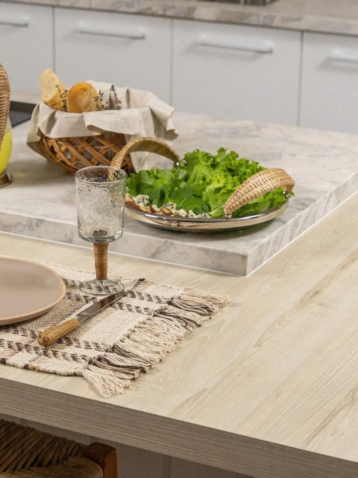 Bandeja Vidro com Alca Rattan 27cm 