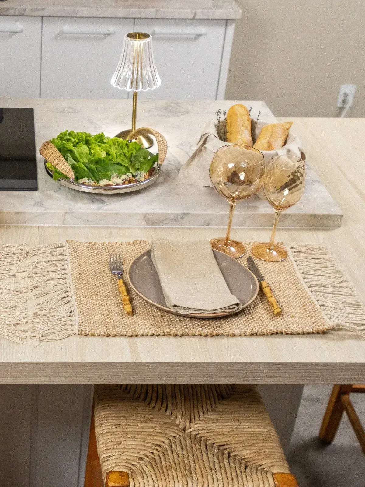 Bandeja Vidro com Alca Rattan 27cm 