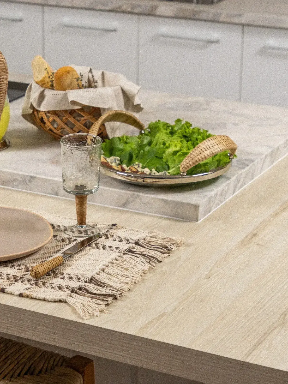 Bandeja Vidro com Alca Rattan 27cm 