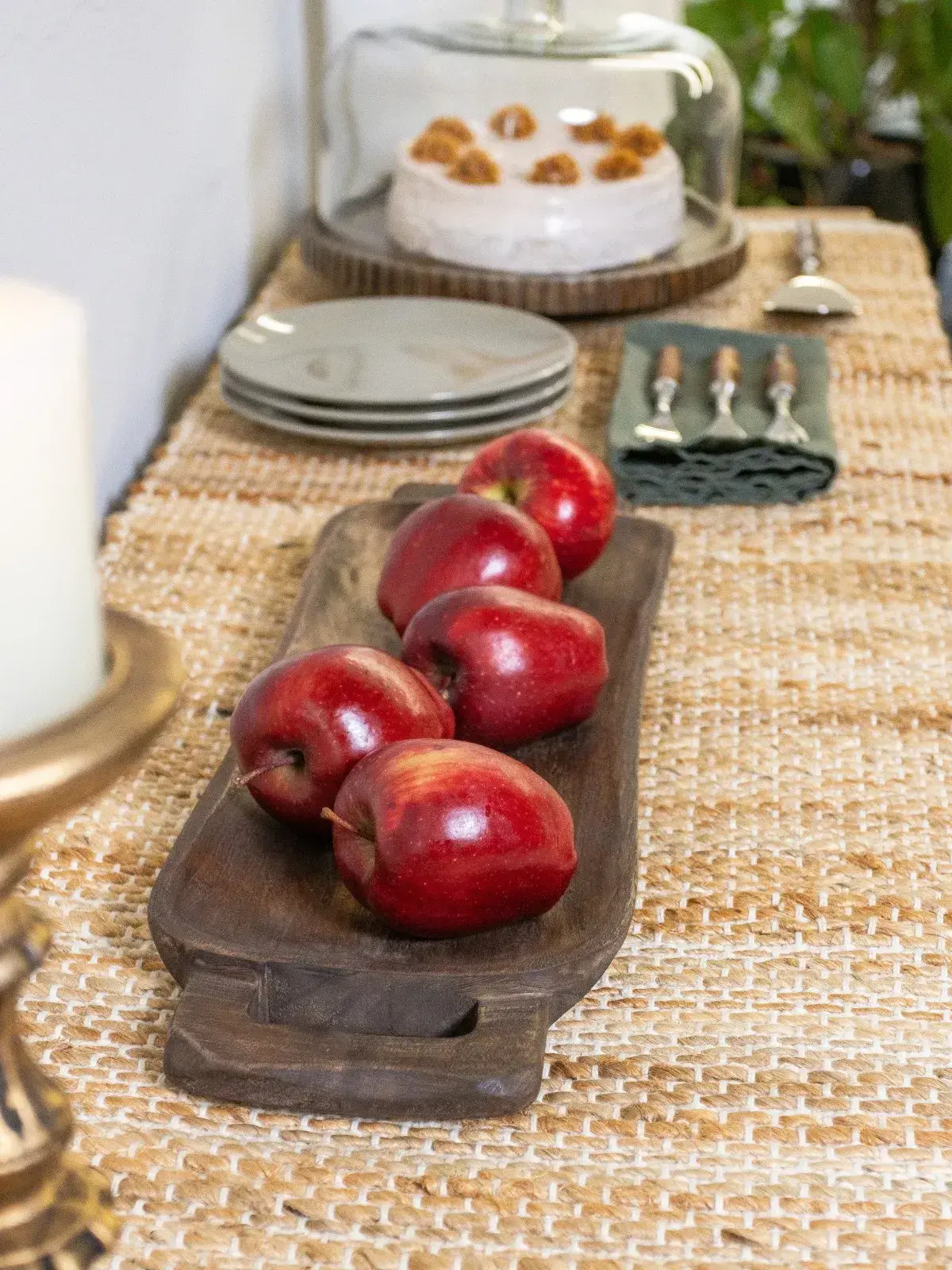 Bandeja com Alças Mangô Light Brown 56cm X 16.5 cm G