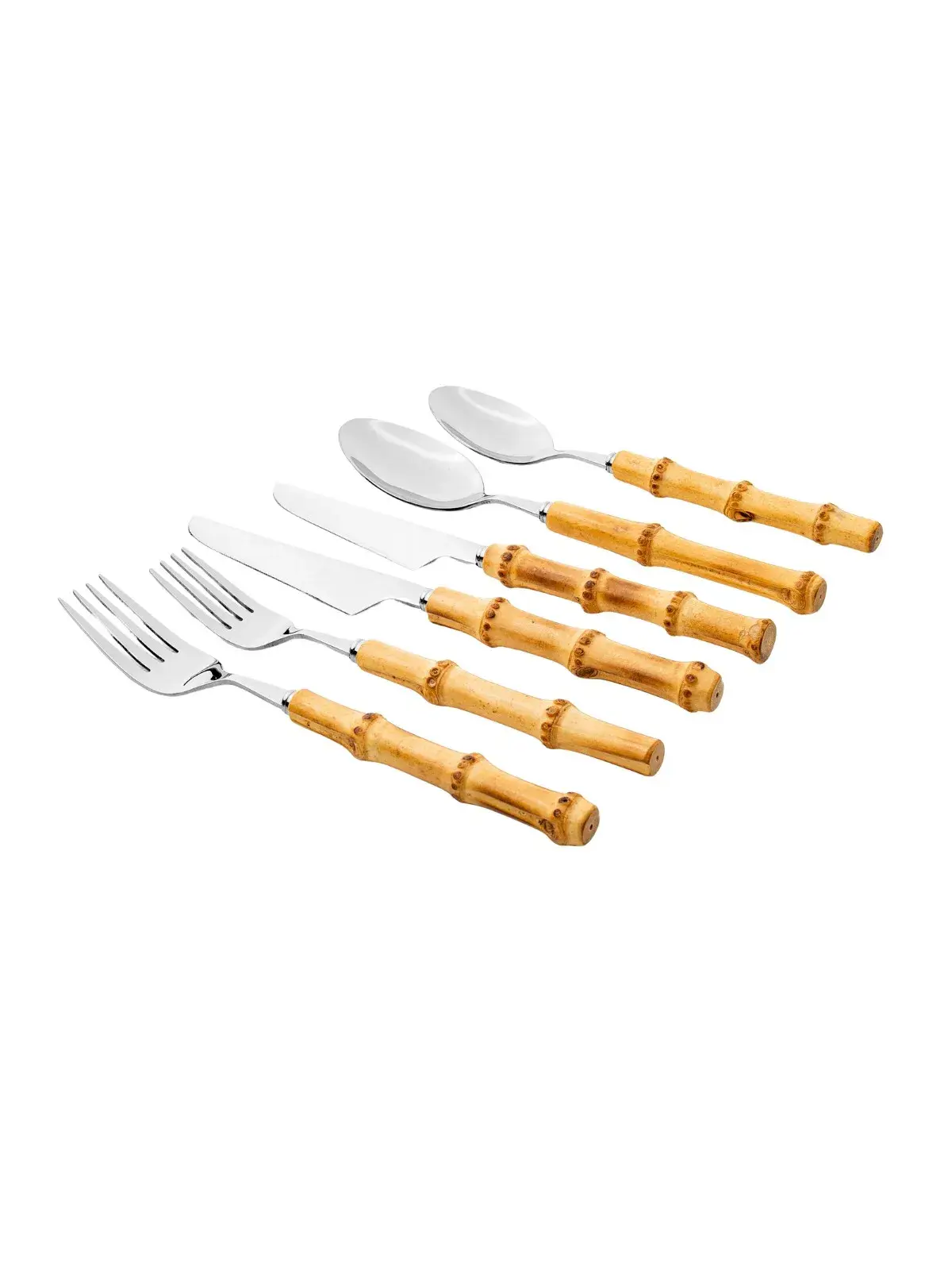 Conjunto de Talheres 36 Pecas Garbo Bamboo Natural Silver