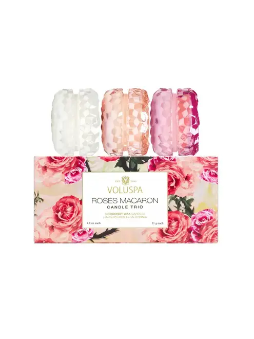 Kit Roses 3 Mini Velas Macaron 15H Voluspa