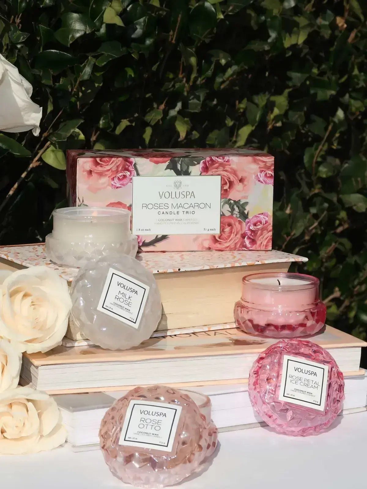 Kit Roses 3 Mini Velas Macaron 15H Voluspa 